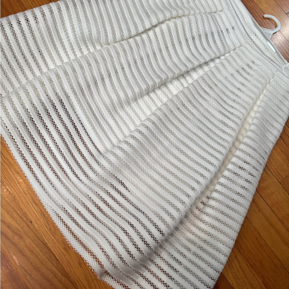 White Structured A-line Illusion Striped Skirt